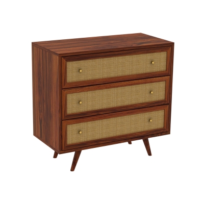 Wooden 3 Drawer Chest with Natural CaneCane