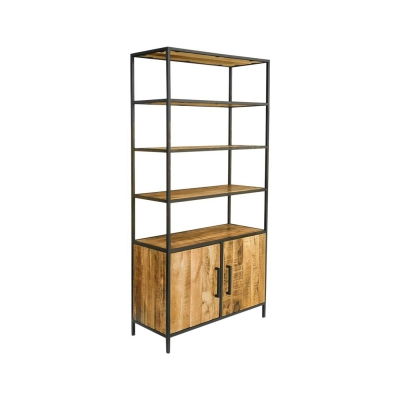 Iron & Mango Wood 2 Door Display Cabinet