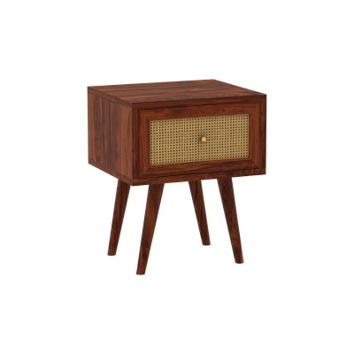 Wd Single Drawer Bedside with Natural Cane