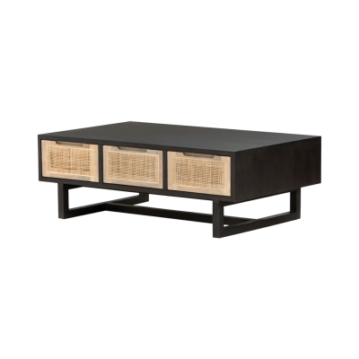 Wood & Cane 3 Drawer Coffee Table