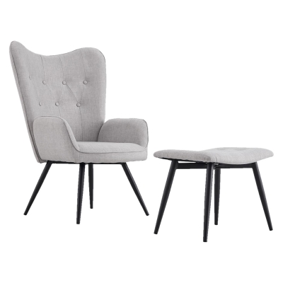 Iron Lounge Chair with Foot Stool  